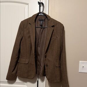 New York & Company Brown Checkered Blazer